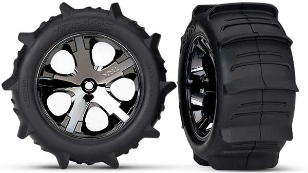 Tires & wheels, assembled, glued (2.8") (All-Star black chrome wheels, paddle tires, foam inserts) (rear) (2) (TSM rated)